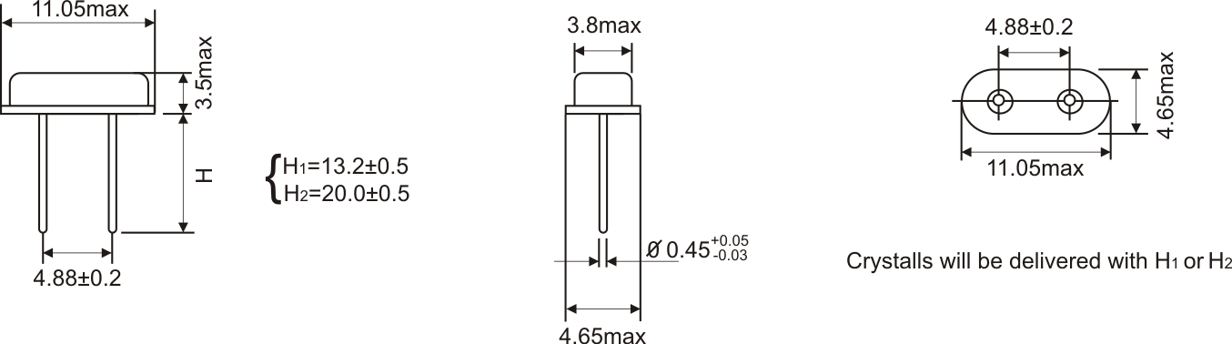 THT QUARZ HC-49/US 2LEADS 11,05x4,65mm 3.5-75.0M