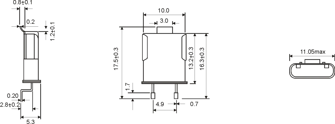SMD QUARZ HC-49/U CLIP 1.6 - 200.0MHz 