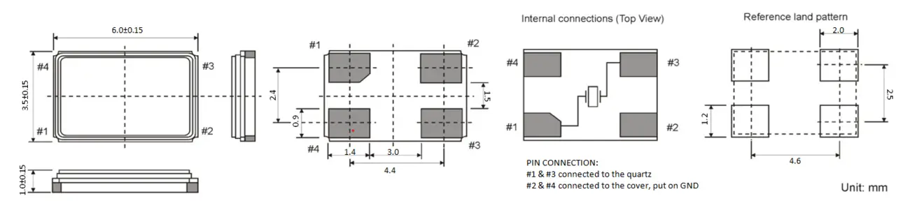 SMD QUARZ 6,0 x 3,5 mm 8.0 - 80.0MHz