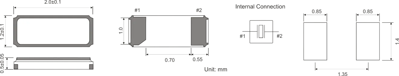 SMD UHRENQUARZ 2,0 x 1,2 mm 32.768kHz SMD UHRENQUARZ 2,0 x 1,2 mm 32.768kHz