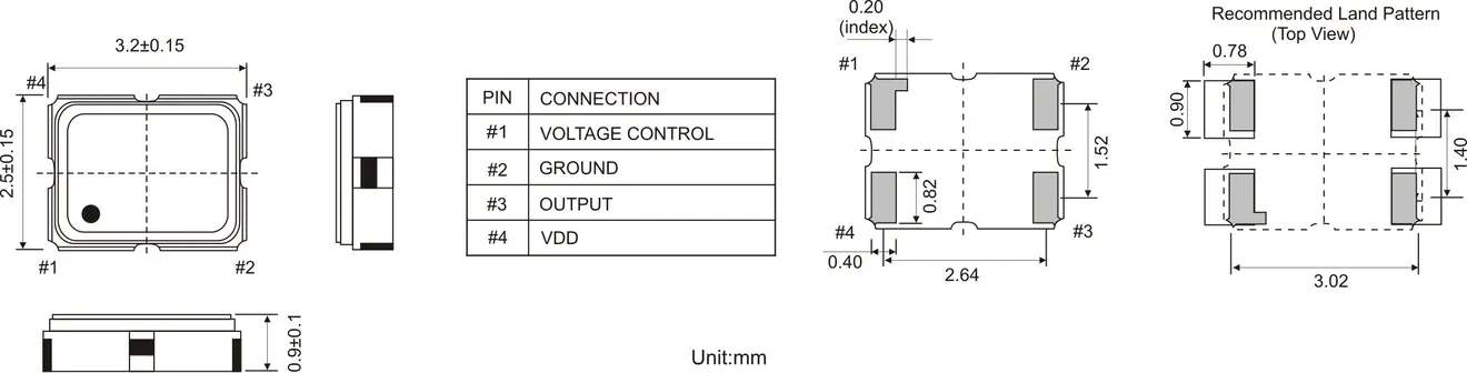 KERAMIK SMD VCTCXO OSZILLATOR 3,2 x 2,5 mm 