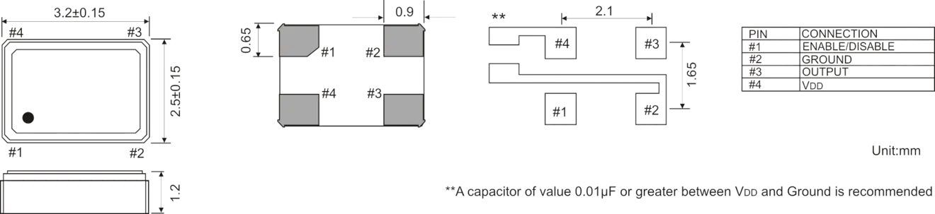 SMD SPXO OSCILLATOR 3.2 x 2.5 mm 32.768 kHz