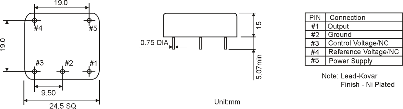 THT OCXO METAL OSZILLATOR 25.4 x 25.4 mm 