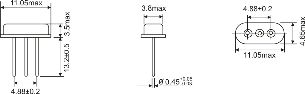 ABMESSUNGEN VON THT QUARZ HC-49/US 3 LEADS ABMESSUNGEN VON THT QUARZ HC-49/US 3 LEADS