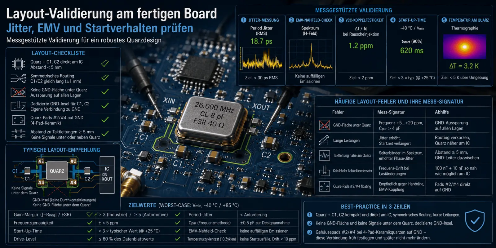Layout-Validierung am fertigen Board – Jitter, EMV und Startverhalten prüfen