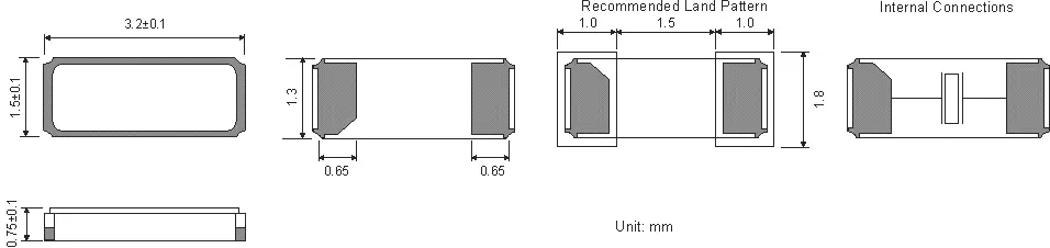 SMD UHRENQUARZ 3,2 x 1,5 mm 32.768kHz 