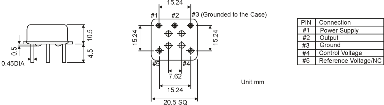 THT OCXO METAL OSZILLATOR 20.5 x 20.5 mm THT OCXO METAL OSZILLATOR 20.5 x 20.5 mm