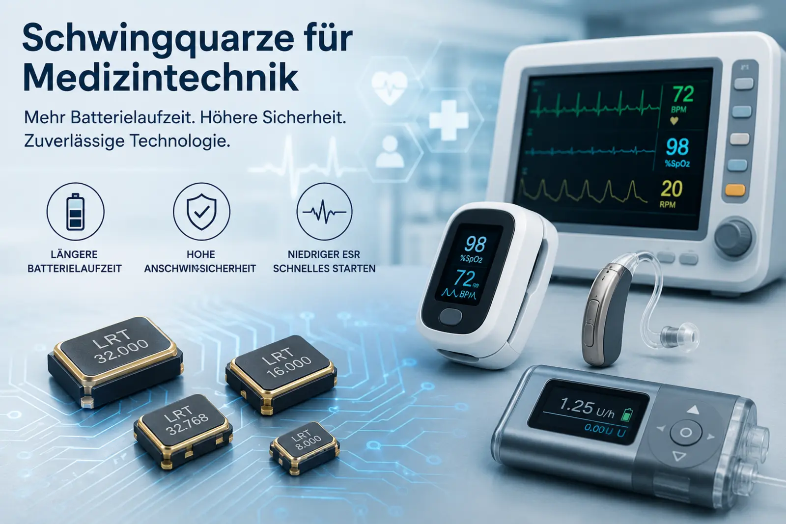 Schwingquarze für Medizintechnik