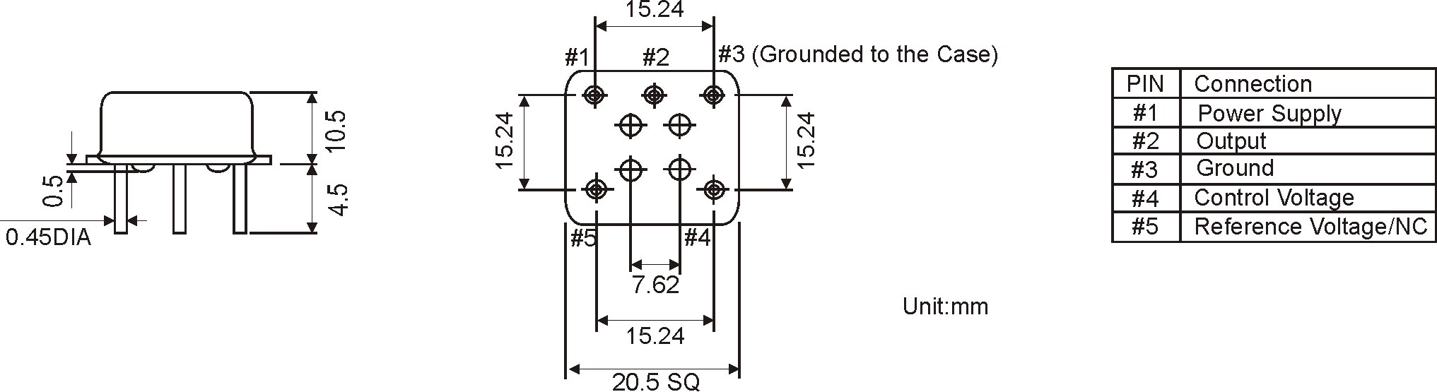 THT OCXO METAL OSZILLATOR 20.5 x 20.5 mm THT OCXO METAL OSZILLATOR 20.5 x 20.5 mm