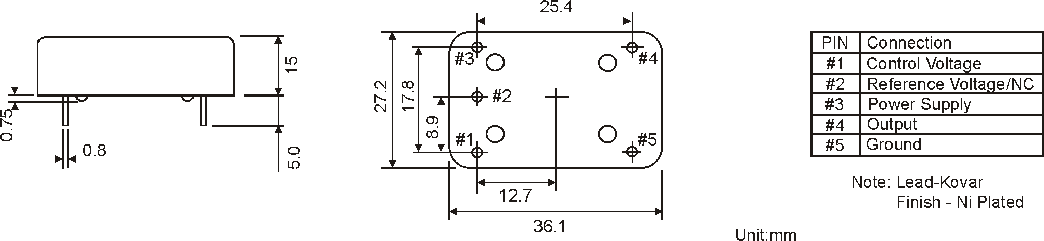 THT METAL OCXO OSZILLATOR 36.0 x 27.0 mm THT METAL OCXO OSZILLATOR 36.0 x 27.0 mm