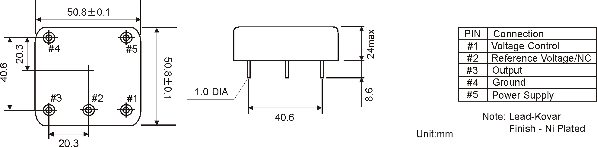 THT METAL OCXO OSZILLATOR 50.8 x 50.8 mm THT METAL OCXO OSZILLATOR 50.8 x 50.8 mm