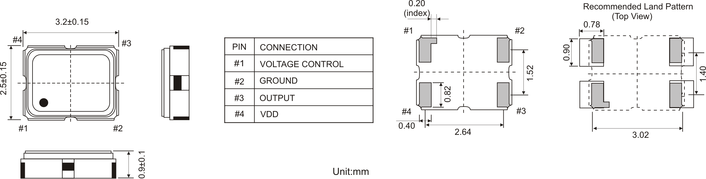 KERAMIK SMD VCTCXO OSZILLATOR 3,2 x 2,5 mm 