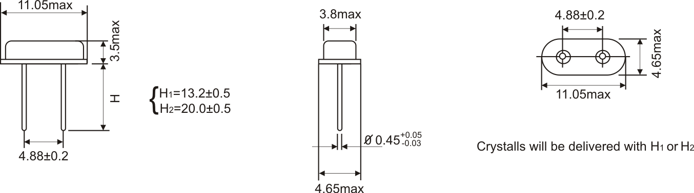 THT QUARZ HC-49/US 2LEADS 11,05x4,65mm 3.5-75.0M THT QUARZ HC-49/US 2LEADS 11,05x4,65mm 3.5-75.0M