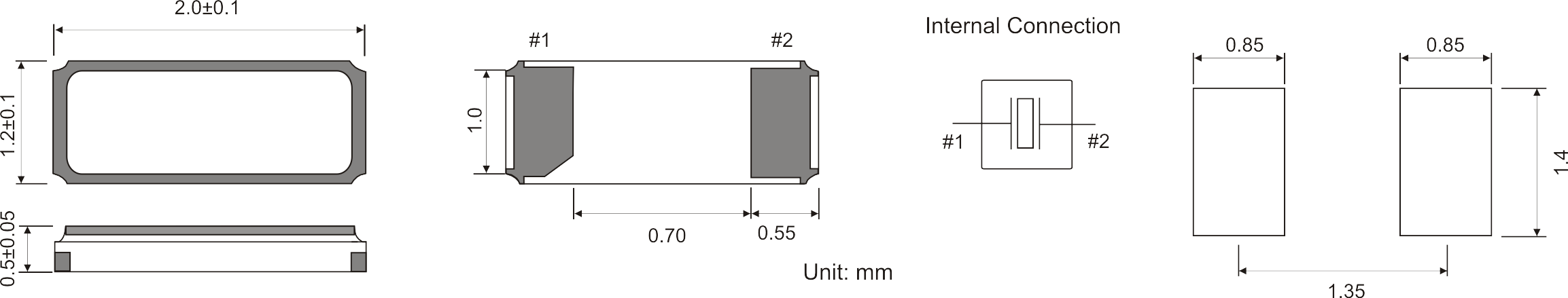 SMD UHRENQUARZ 2,0 x 1,2 mm 32.768kHz 