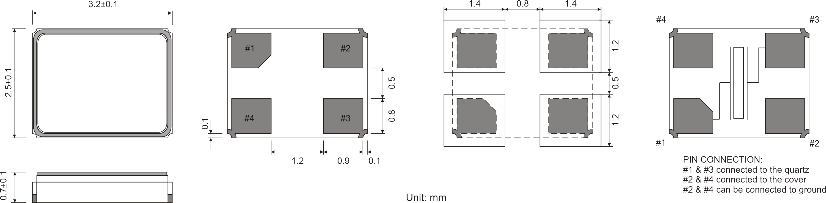 SMD QUARTZ CRYSTAL 3.2 x 2.5 mm 8.0 - 285.0MHz 