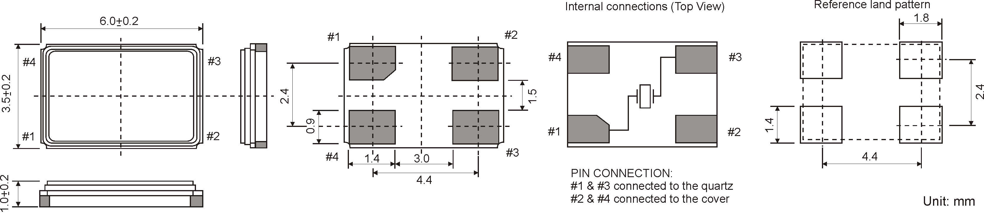 SMD QUARZ 6,0 x 3,5 mm 8.0 - 80.0MHz 