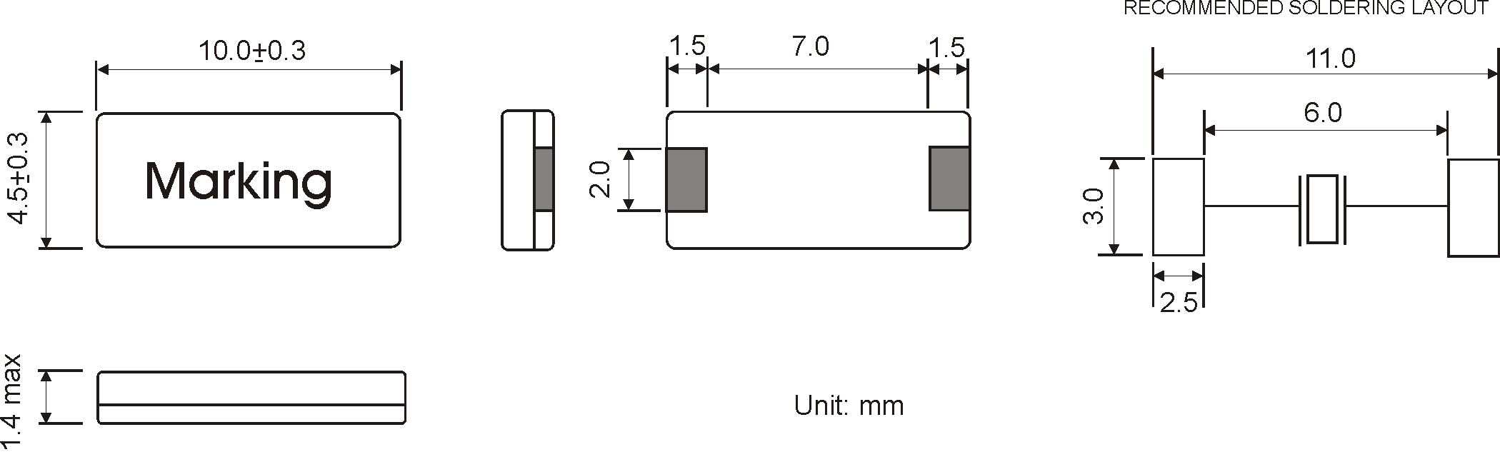 SMD QUARZ 10,0 x 4,5 mm 3.2768 - 10.0MHz 